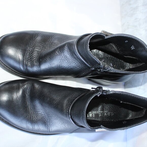 David Tate Miller Women's Black Calfskin Leather Booties Handcrafted In Italy~6~ - Picture 11 of 15